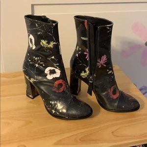Floral heeled booties